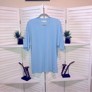 🔴 5/$25 Vintage 70s 80s polyester blue man’s shirt sz L